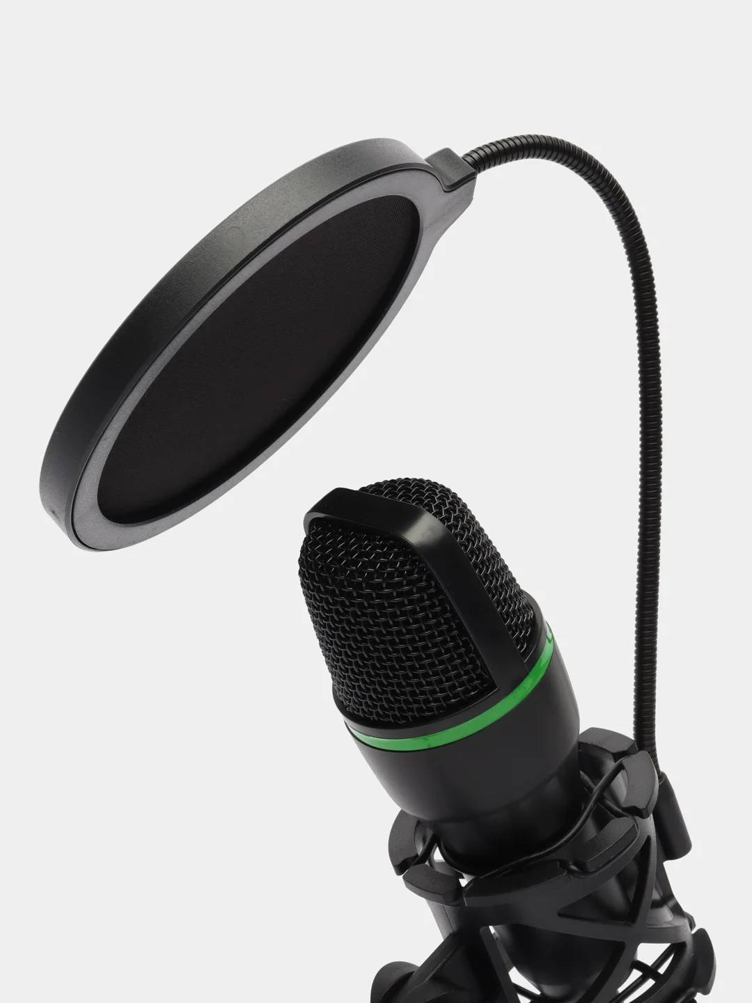 Черный конденсаторный компьютерный микрофон USB с RGB-подсветкой, проводной, настольный