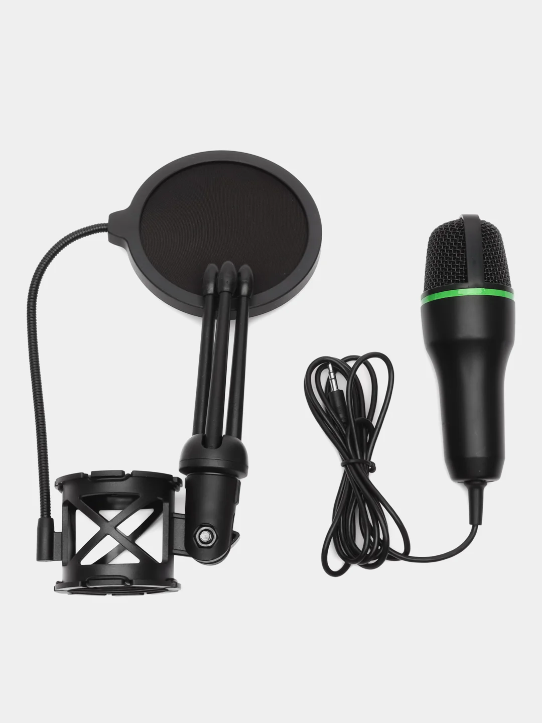 Черный конденсаторный компьютерный микрофон USB с RGB-подсветкой, проводной, настольный