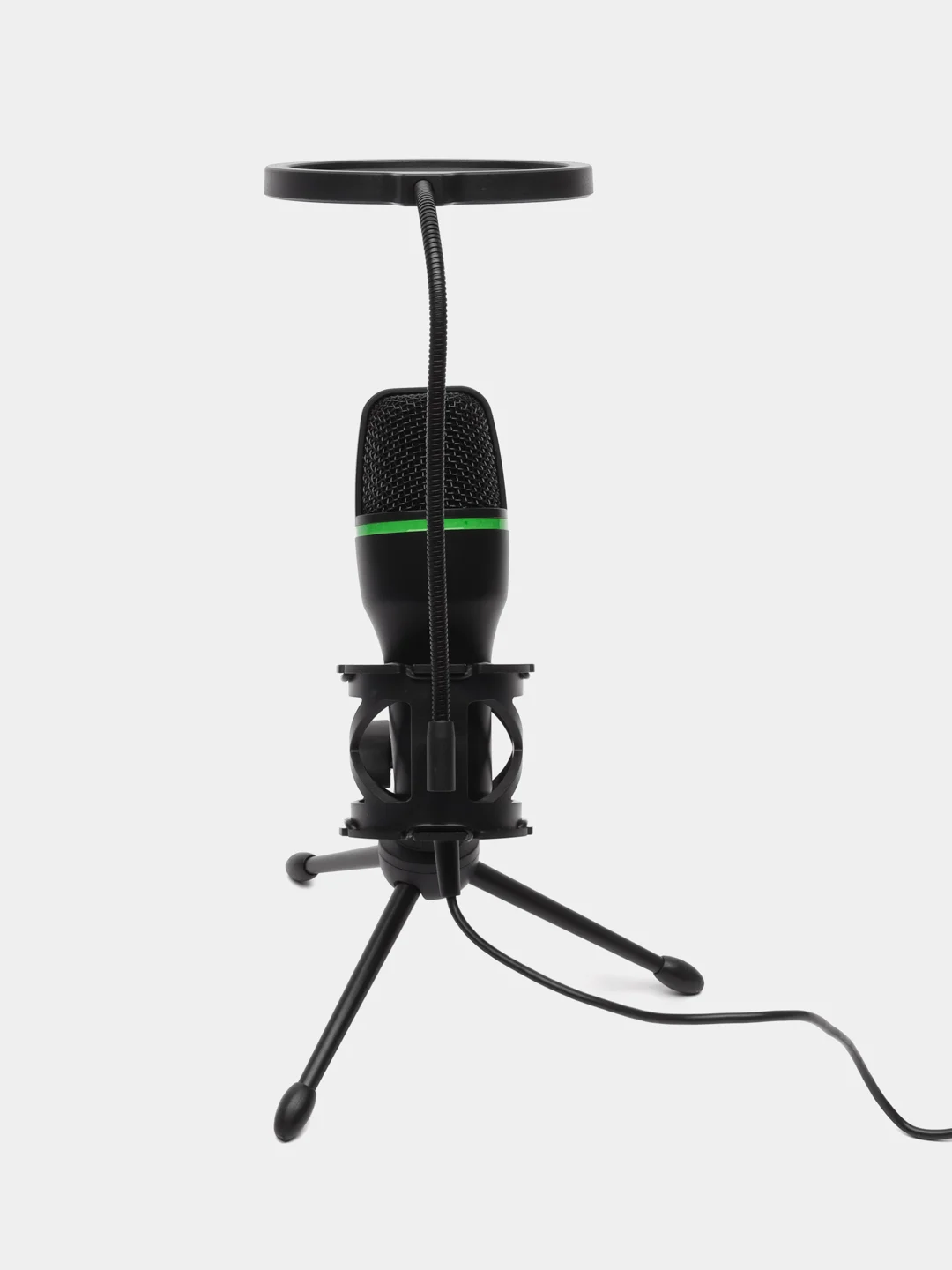 Черный конденсаторный компьютерный микрофон USB с RGB-подсветкой, проводной, настольный