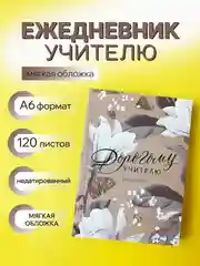 Бежевый ежедневник, планинг учителю, воспитателю, учительнице, подарочный, формат А6