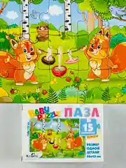 Мозаика пазл развивающая игра для малышей мини 15 зверушки лесные белочка белка домашние