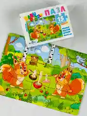 Мозаика пазл развивающая игра для малышей мини 15 зверушки лесные белочка белка домашние