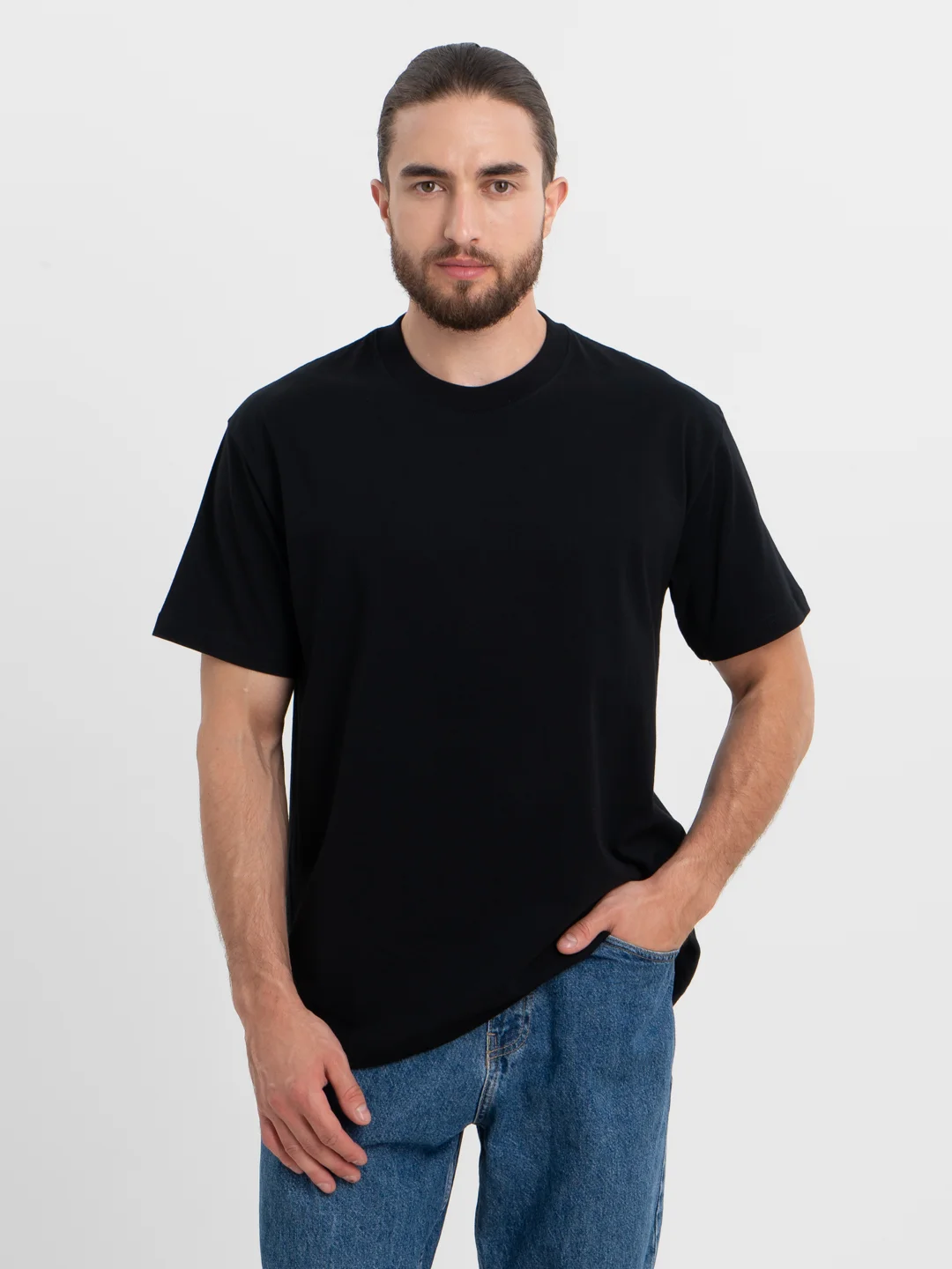 Черный футболка OVERSIZE унисекс однотонная из 100% хлопка