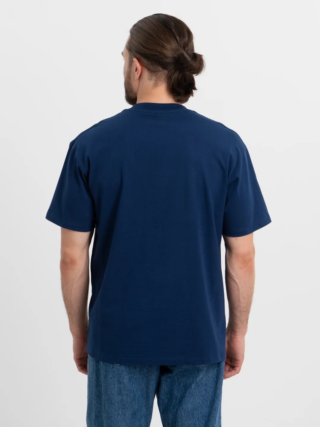 Синий футболка OVERSIZE унисекс однотонная из 100% хлопка