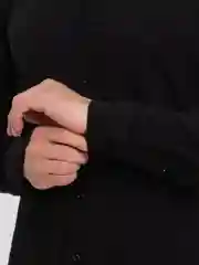 Черный мужская рубашка, стойка воротник