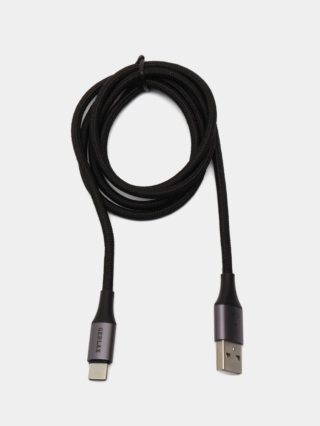 Черный кабель зарядный для быстрой зарядки плетеный 6 А Type-C USB зарядное устройство тайпси