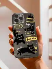 Черный чехол для iPhone 11 12 13 14 15 Pro Max 7 8 XR X XS Plus с принтом айфон прозрачный коты