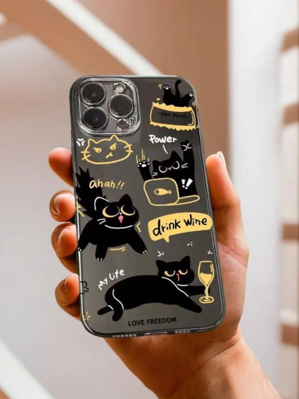 Чехол для iPhone 11 12 13 14 15 Pro Max 7 8 XR X XS Plus с принтом айфон прозрачный коты