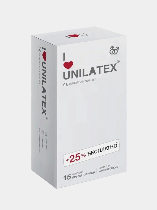 Презервативы UNILATEX UltraThin, 12 штук + 3 штуки в подарок