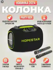 Портативная Bluetooth колонка HOPESTAR Party Box c двумя микрофонами и RGB подсветкой