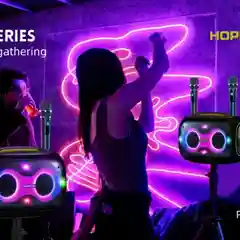 Портативная Bluetooth колонка HOPESTAR Party Box c двумя микрофонами и RGB подсветкой