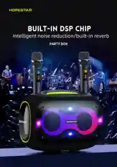 Портативная Bluetooth колонка HOPESTAR Party Box c двумя микрофонами и RGB подсветкой