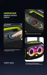 Портативная Bluetooth колонка HOPESTAR Party Box c двумя микрофонами и RGB подсветкой