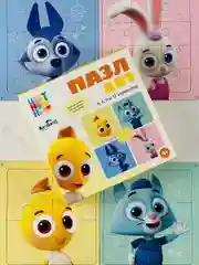 Развивающие игры пазл детский Цветняшки герои из мультика мозаика для малышей Лиса Котенок