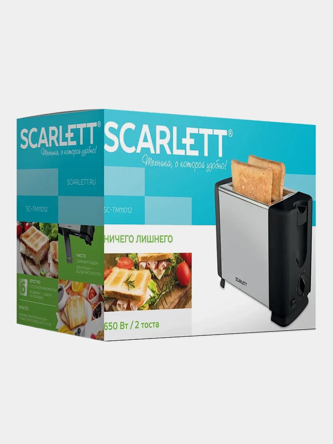 Тостер Scarlett SC-TM11012, черный/серебристый, 650 Вт