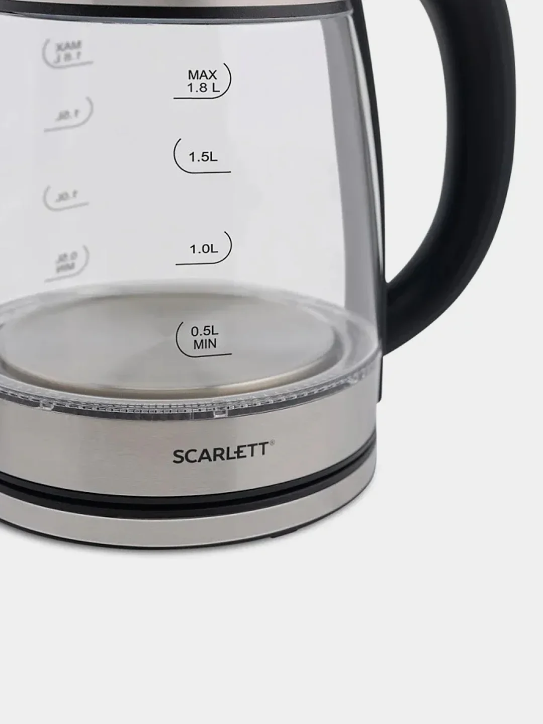 Электрический чайник SCARLETT SC-EK27G40, стекло, серебристый, 1,8 л, 1800 Вт