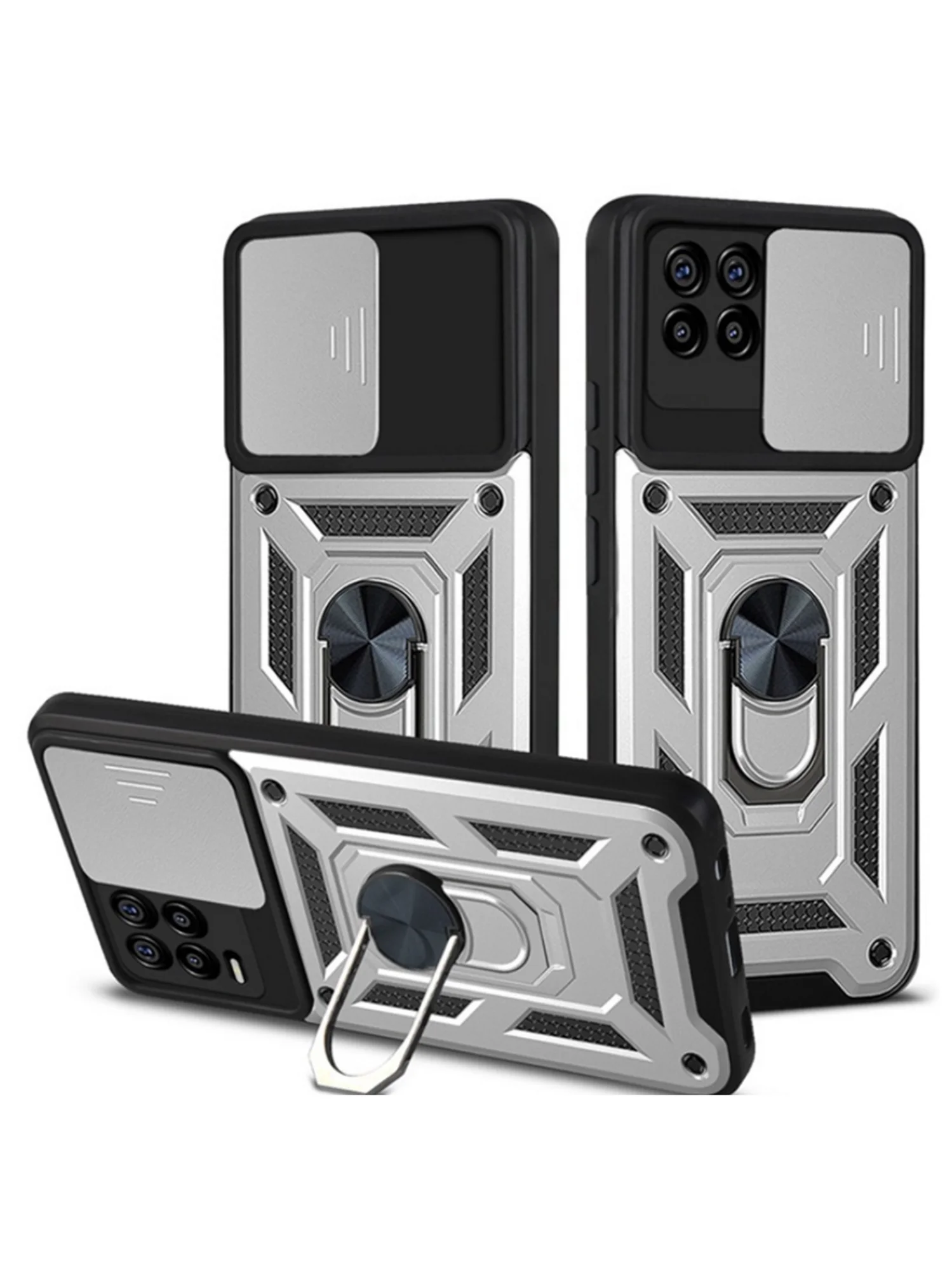 Серебряный чехол противоударный armors для Realme 8i и Narzo 50 4G / Реалми 8i и Нарзо 50 4G