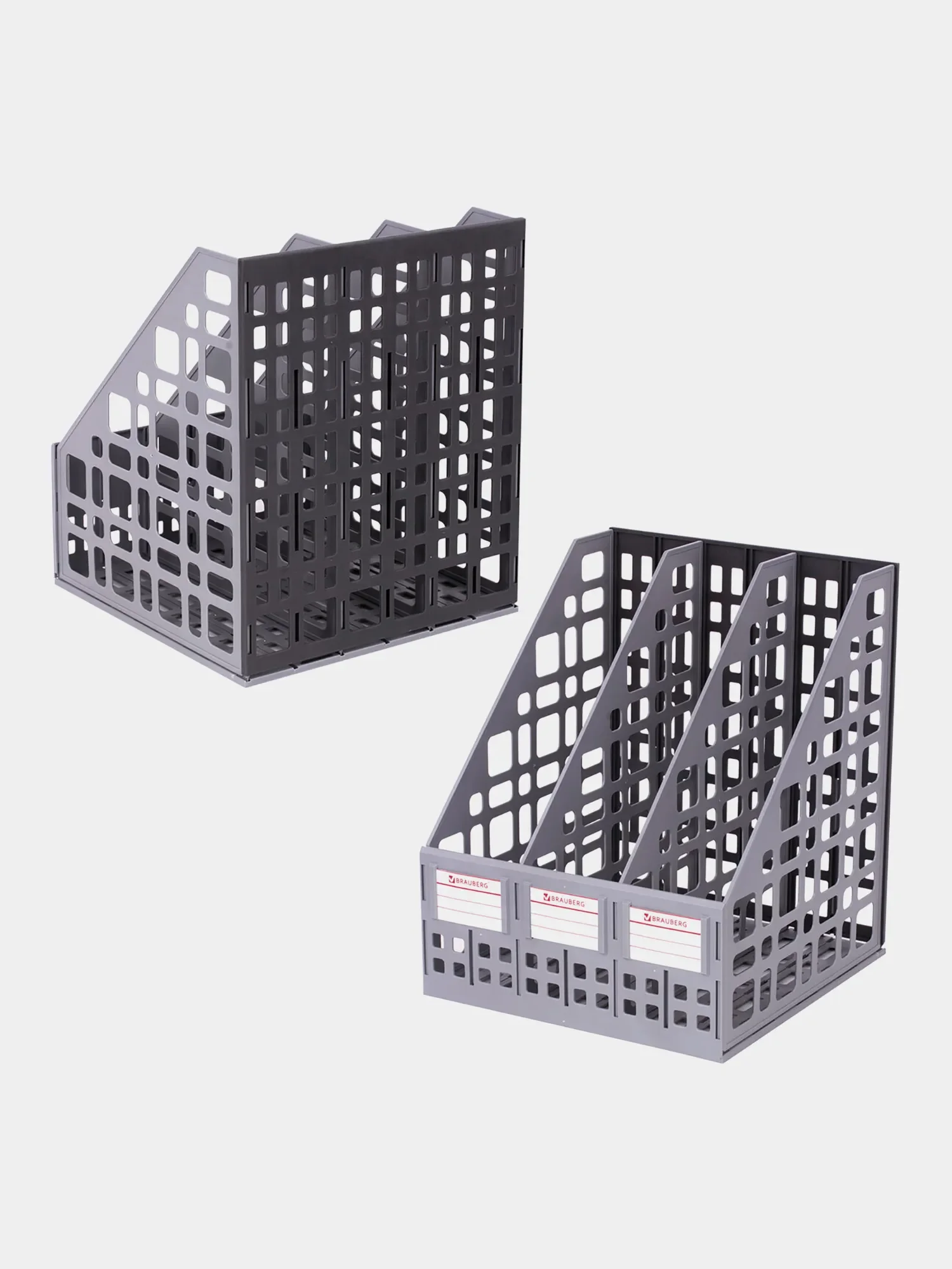 Органайзер для документов Brauberg Maxi Plus,240 мм, 3 отделения, сетчатый, сборный, серый