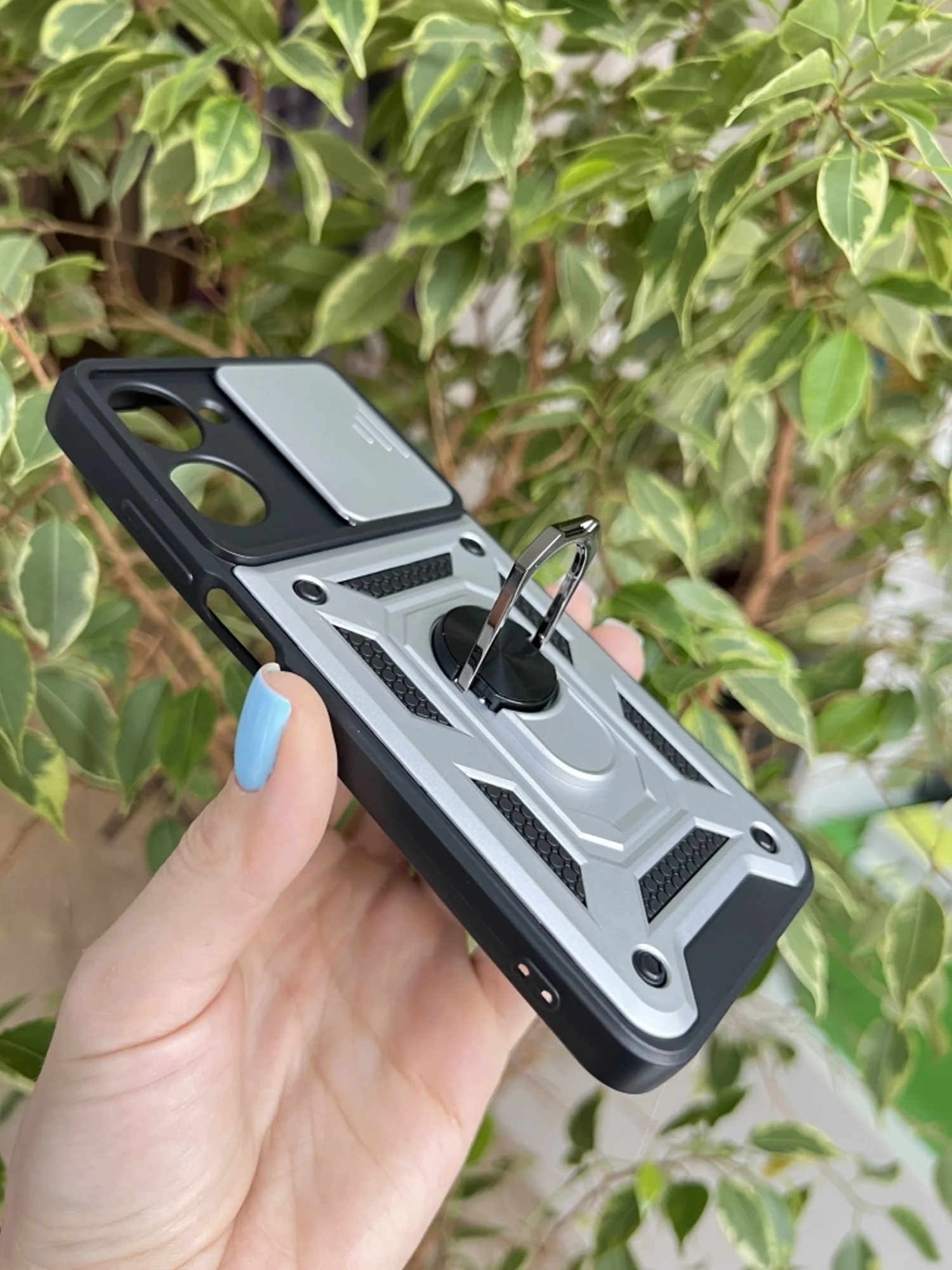 Серебряный чехол противоударный armors для Realme 10 4G / Реалми 10 4G с защитой камеры