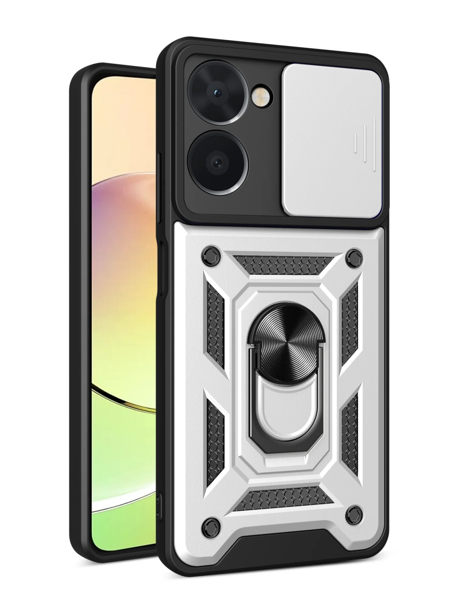 Серебряный чехол противоударный armors для Realme 10 4G / Реалми 10 4G с защитой камеры