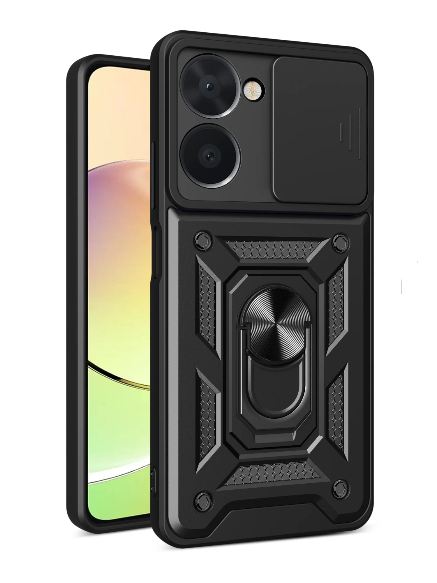 Черный чехол противоударный armors для Realme 10 4G / Реалми 10 4G с защитой камеры