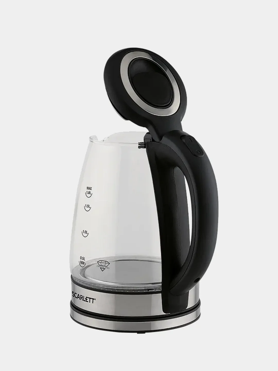 Электрический чайник Scarlett SC-EK27G88, стекло, 1800Вт, 1.8л, серебристый/черный