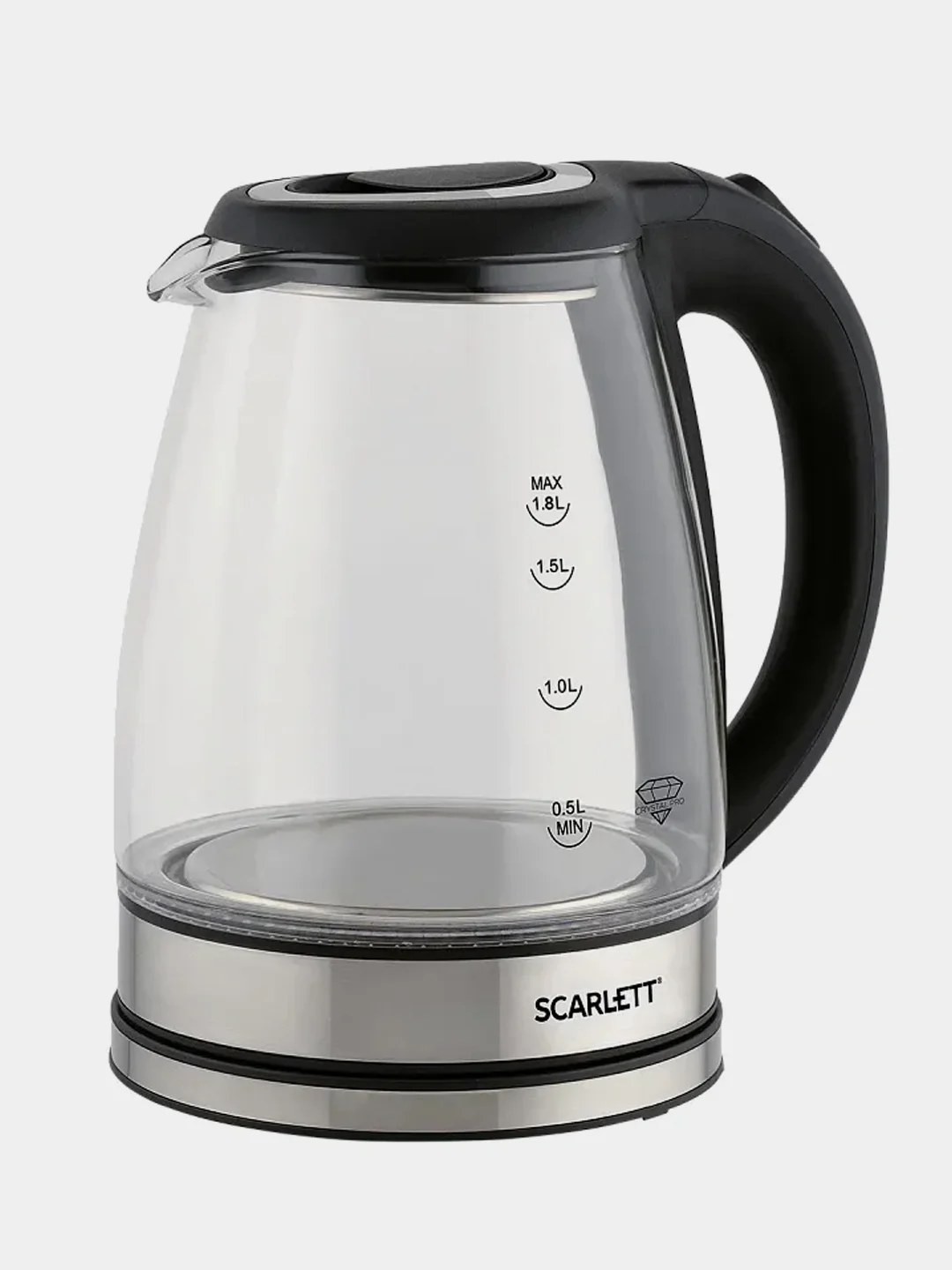 Электрический чайник Scarlett SC-EK27G88, стекло, 1800Вт, 1.8л, серебристый/черный