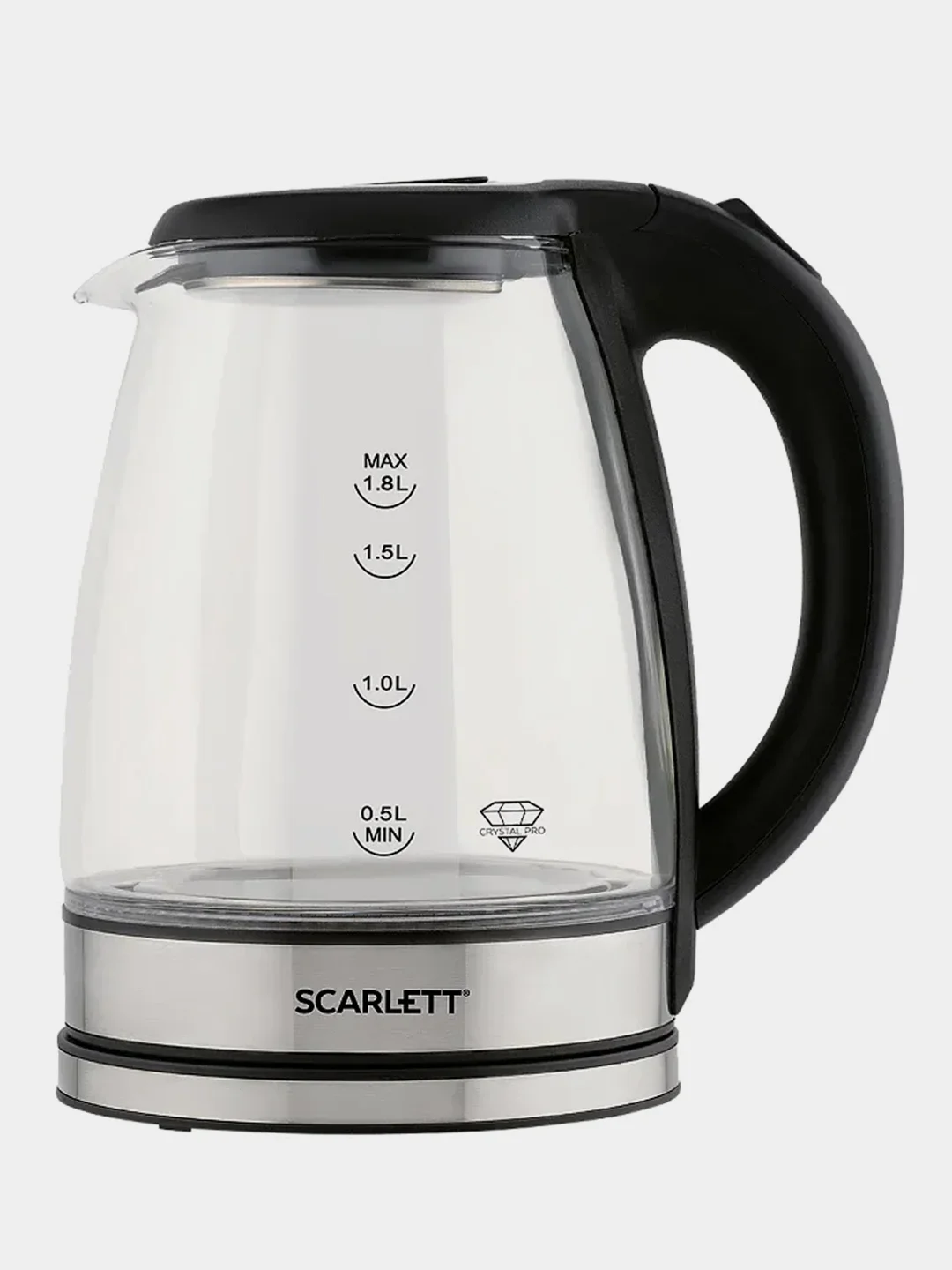 Электрический чайник Scarlett SC-EK27G88, стекло, 1800Вт, 1.8л, серебристый/черный