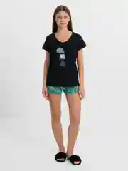 Зеленый пижама женская с шортами