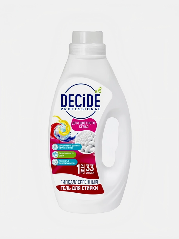 Гель для стирки DECIDE Professional "Колор", для цветного белья, 1 л