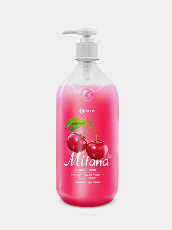 Жидкое крем-мыло Grass "Milana" Спелая черешня, увлажняющее, 1 л