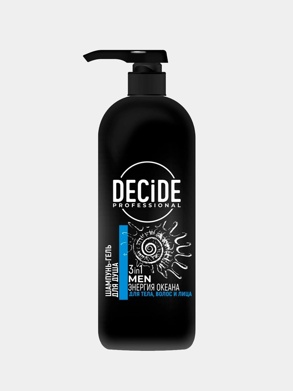 Шампунь-гель для душа DECIDE Professional "Энергия океана", мужской, 1 л
