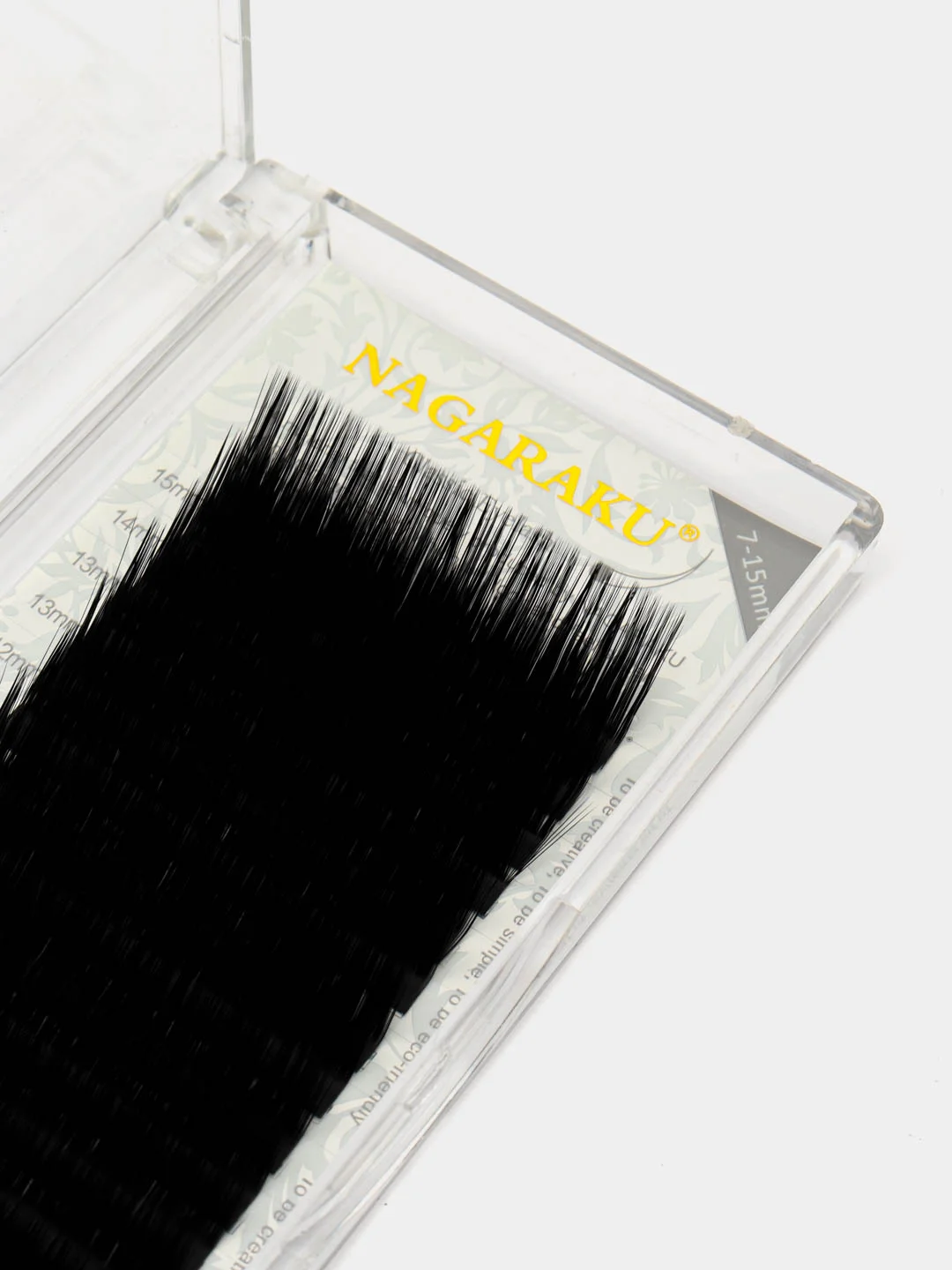 Ресницы для наращивания Nagaraku MIX 7-15 mm (Нагараку), изгиб L, 1D, черные