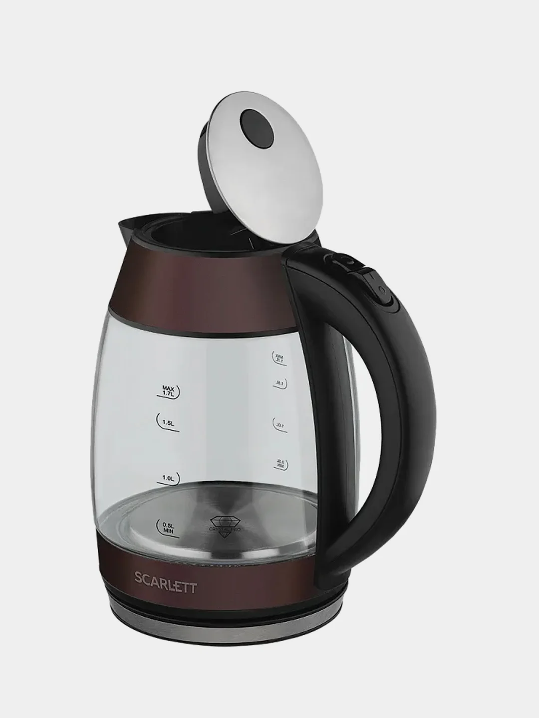 Электрический чайник SCARLETT SC-EK27G100, стекло, черный, 1.7 л, 2200 Вт