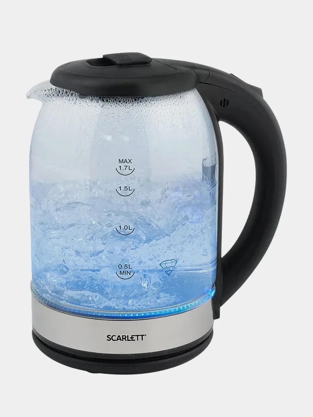Электрический чайник SCARLETT SC-EK27G10, стекло, 1800 Вт, 1.7 л, серебристый