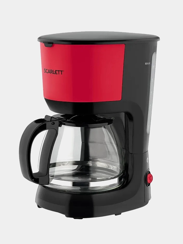 Кофеварка SCARLETT SC-CM33013, капельная, 750 Вт, черный/красный
