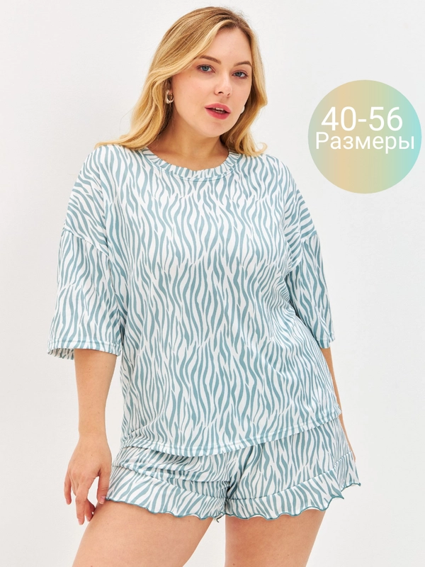 Пижама женская с шортами и футболкой, оверсайз, легкая, комплект