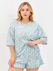 Пижама женская с шортами и футболкой, оверсайз, легкая, комплект