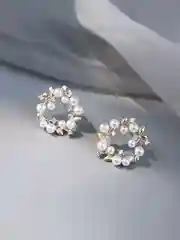 Серьги женские с жемчугом, серьги круглые, серьги - гвоздики
