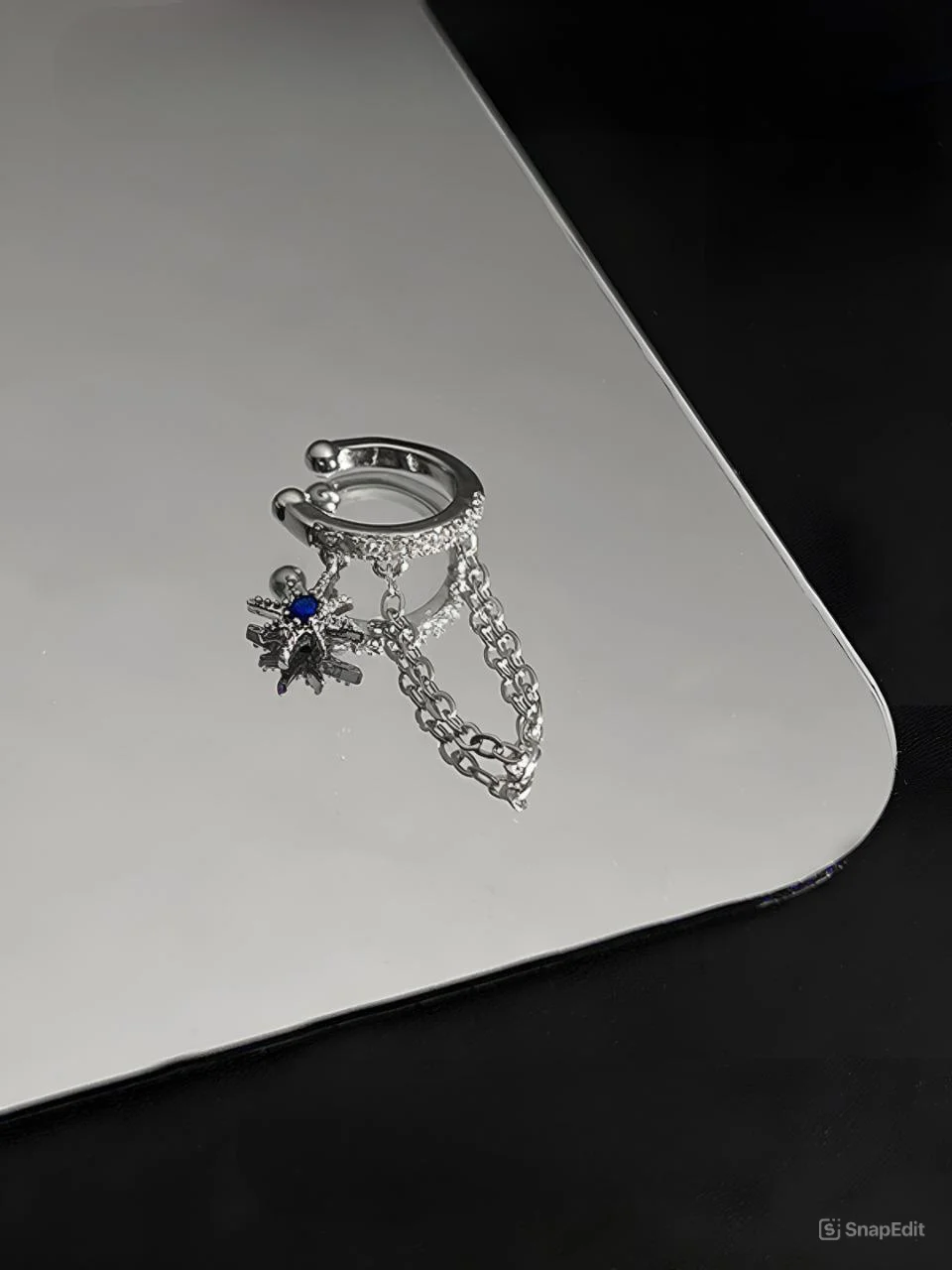 Серый металлик серьги каффы