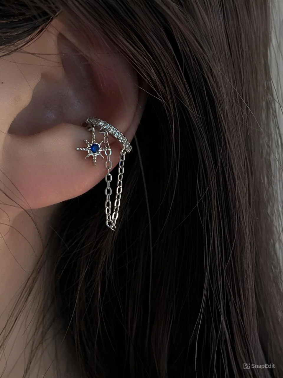 Серый металлик серьги каффы