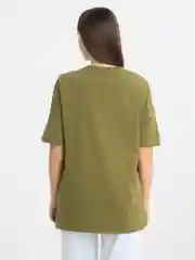 Зелёный хаки футболка женская оверсайз удлиненная , с принтом, футболка oversize из хлопка