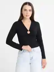 Черный белый лонгслив женский с кольцом