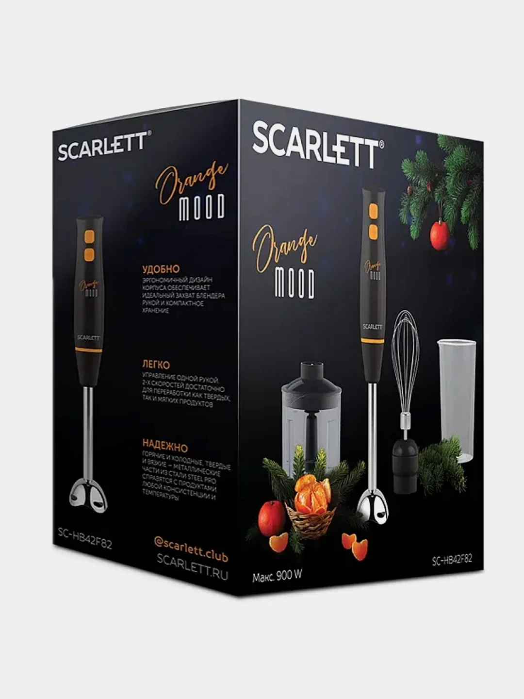Блендер погружной Scarlett SC-HB42F82, 900 Вт, черный/оранжевый