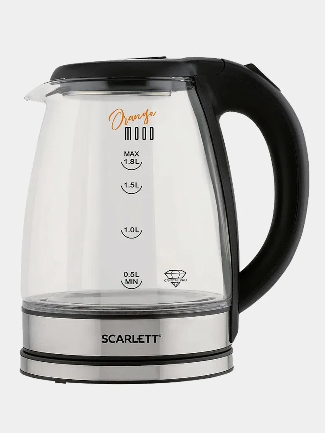 Электрический чайник Scarlett SC-EK27G36, стекло, 1800 Вт, 1.8 л, серебристый