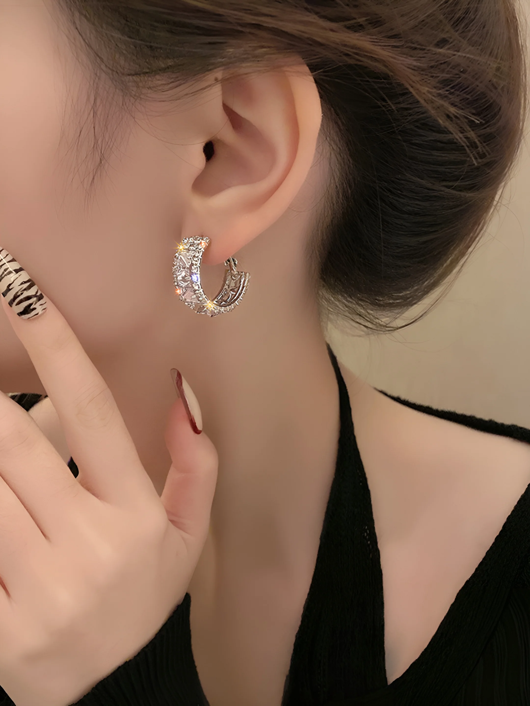 Серьги женские, кольца с камнем цирконом, свадебные, вечерние, бижутерия со стразами