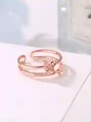 Кольцо женское, двойное, с "Бабочкой"