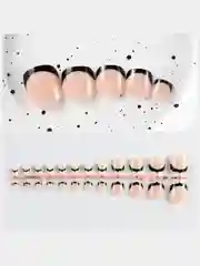 Черный накладные ногти для педикюра, френч, 24 штуки