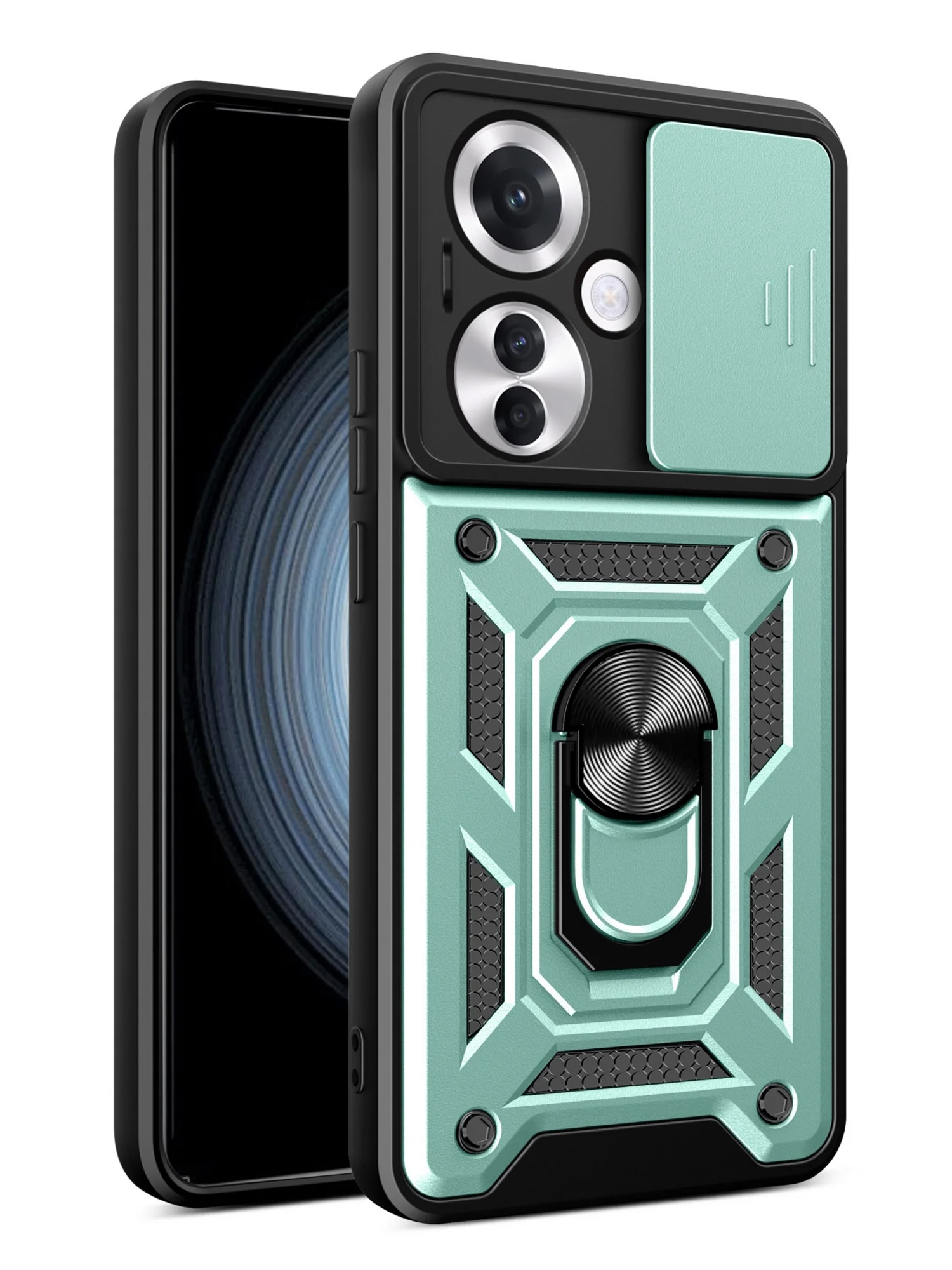 Зеленый чехол противоударный armors для Oppo Reno 11F / Оппо Рено 11Ф с защитой камеры