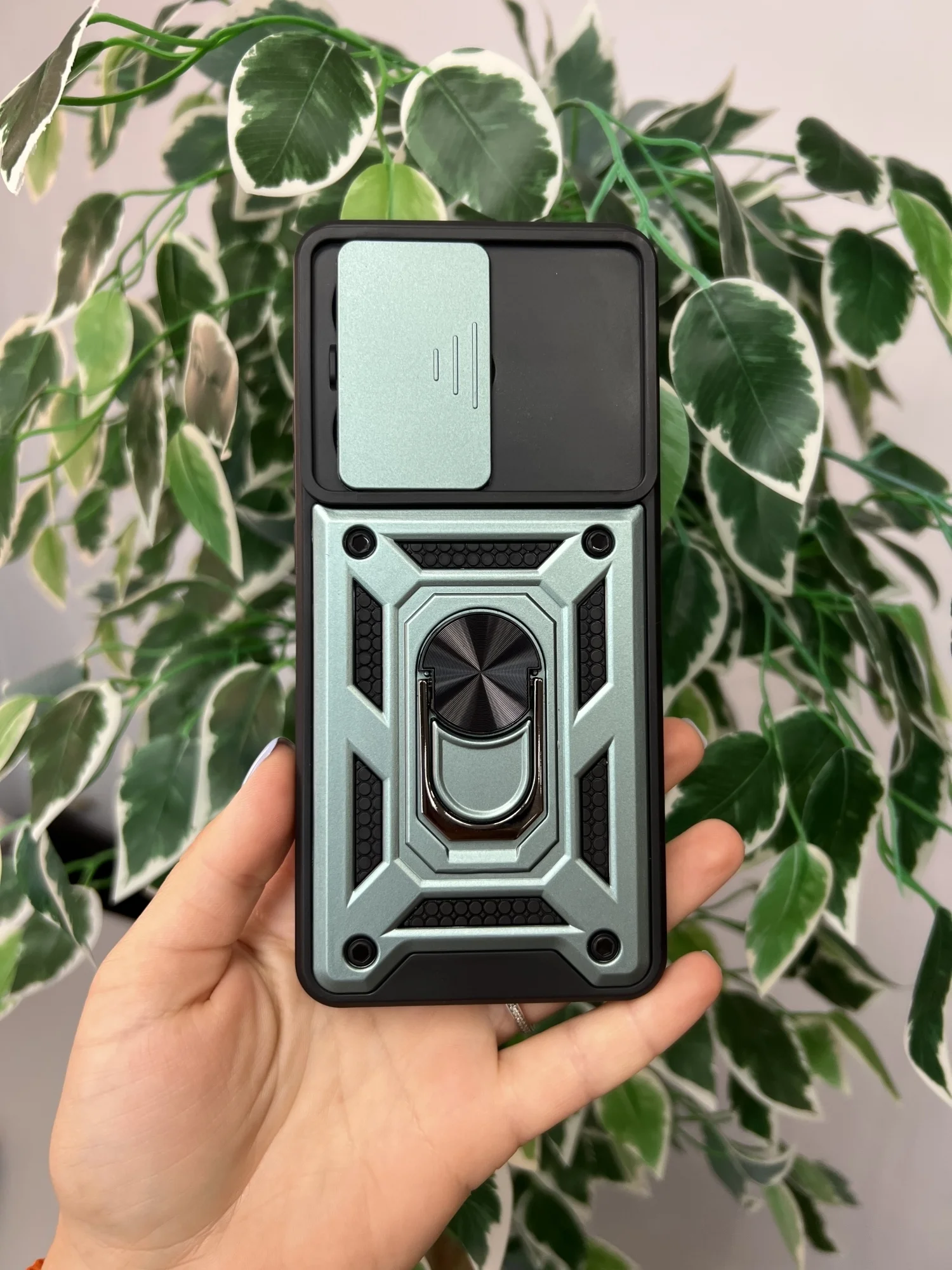 Зеленый чехол противоударный armors для Oppo Reno 11F / Оппо Рено 11Ф с защитой камеры